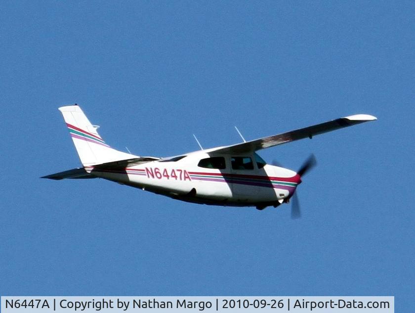 N6447A, 1979 Cessna T210N Turbo Centurion C/N 21063528, Seen flying North over Ocean Beach Pier, San Diego, California.