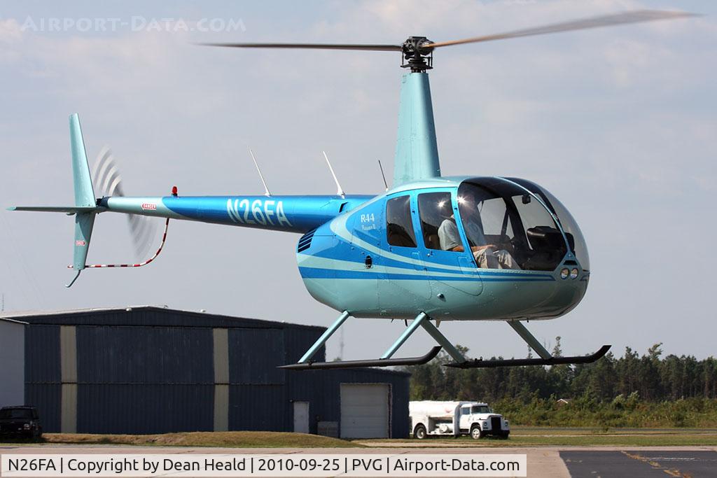 N26FA, Robinson R44 II C/N 12913, Hovering prior to departing to the Chesapeake Bay Bridge-Tunnel area.