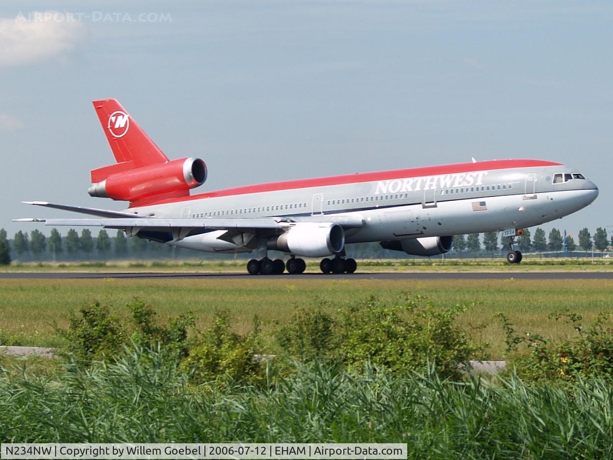 N234NW, 1997 McDonnell Douglas DC-10-30 C/N 46912, Take off of the Polderbaan of Amsterdam airport