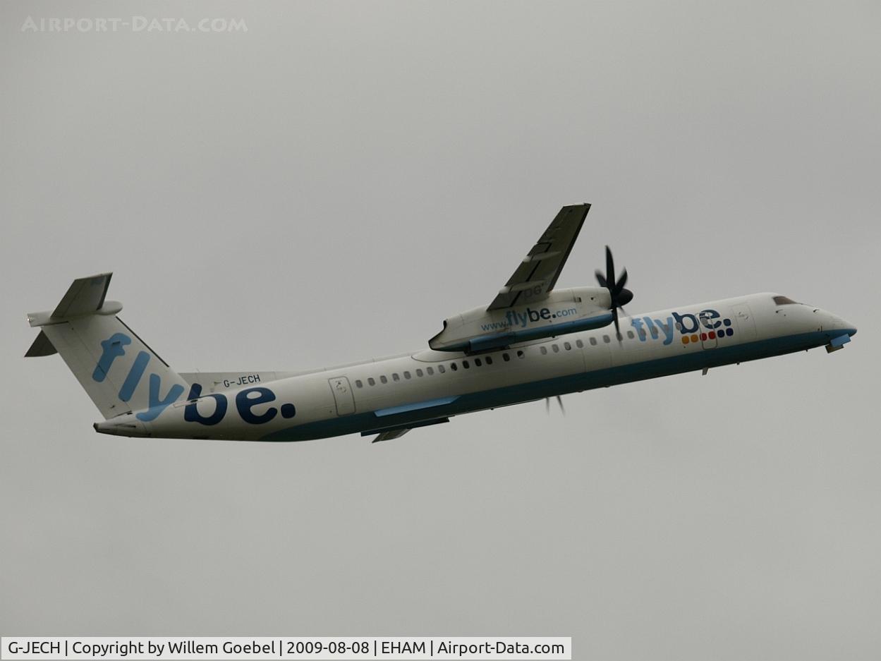 G-JECH, 2005 De Havilland Canada DHC-8-402Q Dash 8 C/N 4103, Take off of the Polderbaan of Amsterdam airport