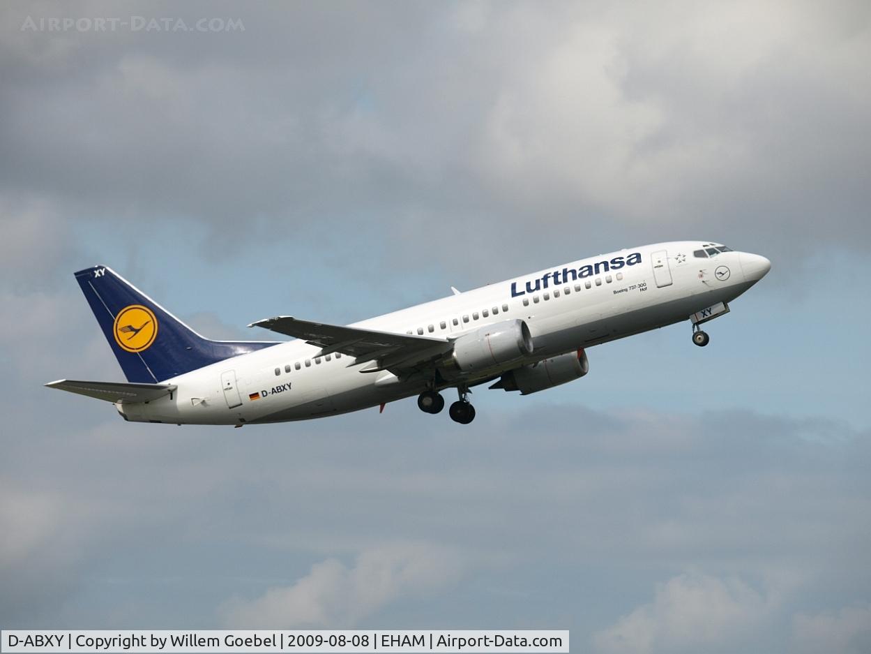 D-ABXY, 1989 Boeing 737-330 C/N 24563, Take off of the Polderbaan of Amsterdam airport