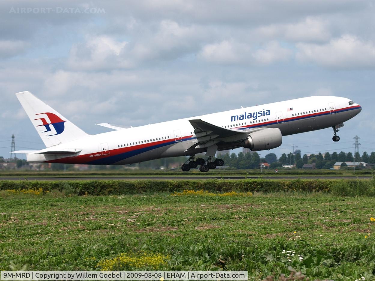 9M-MRD, 1997 Boeing 777-2H6/ER C/N 28411, Take off of the Polderbaan of Amsterdam airport