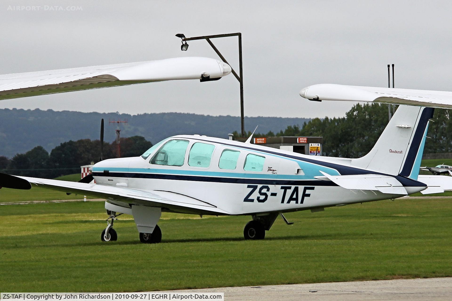 ZS-TAF, 1997 Beech B36TC Bonanza Bonanza C/N EA-595, Parked at Goodwood