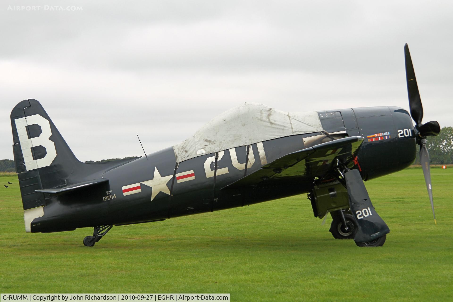 G-RUMM, 1948 Grumman F8F-2 (G58) Bearcat C/N D.1088, At Goodwood for Revival meeting. Still parked up one week later.