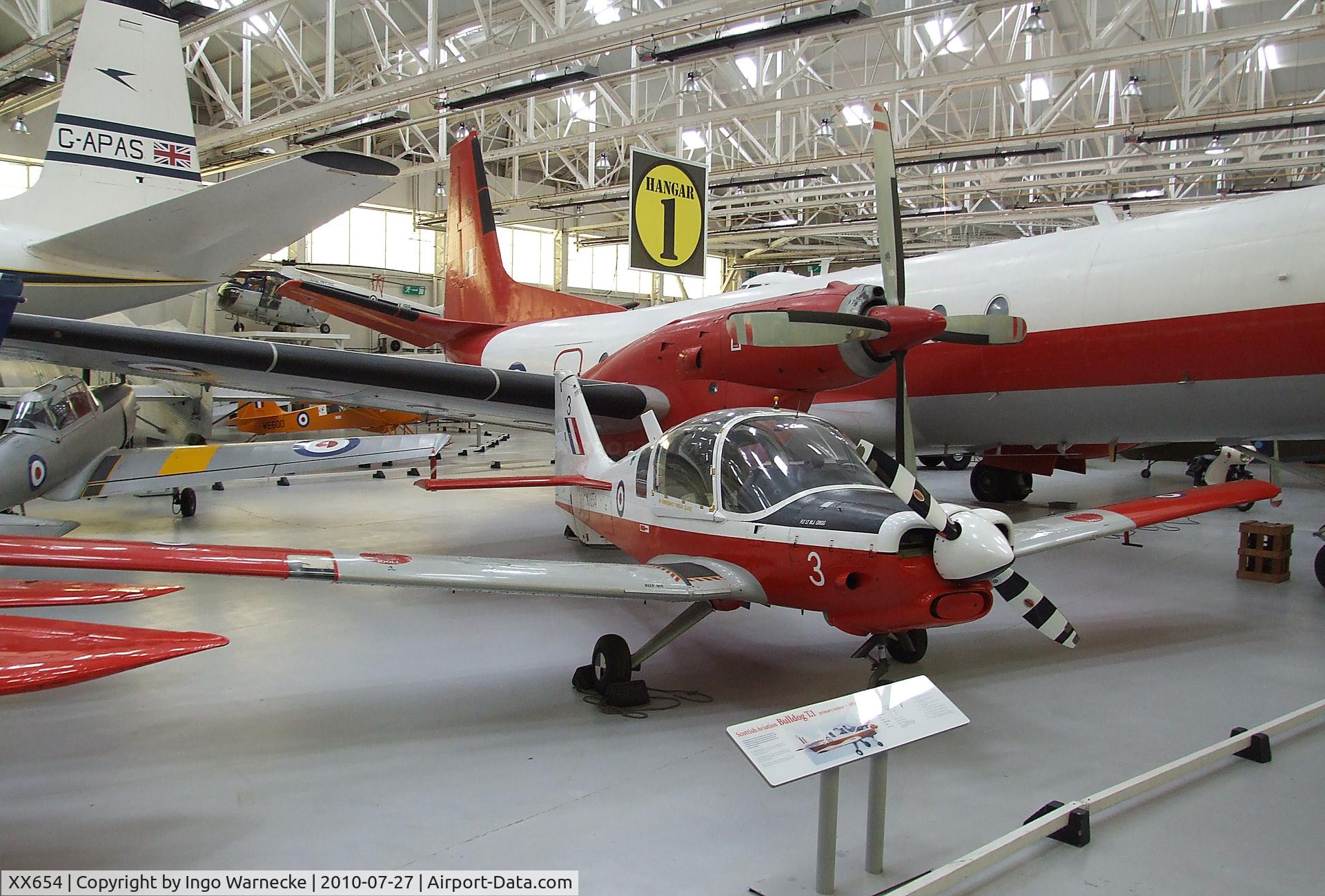 XX654, 1974 Scottish Aviation Bulldog T.1 C/N BH.120/312, Scottish Aviation Bulldog T1 at the RAF Museum, Cosford