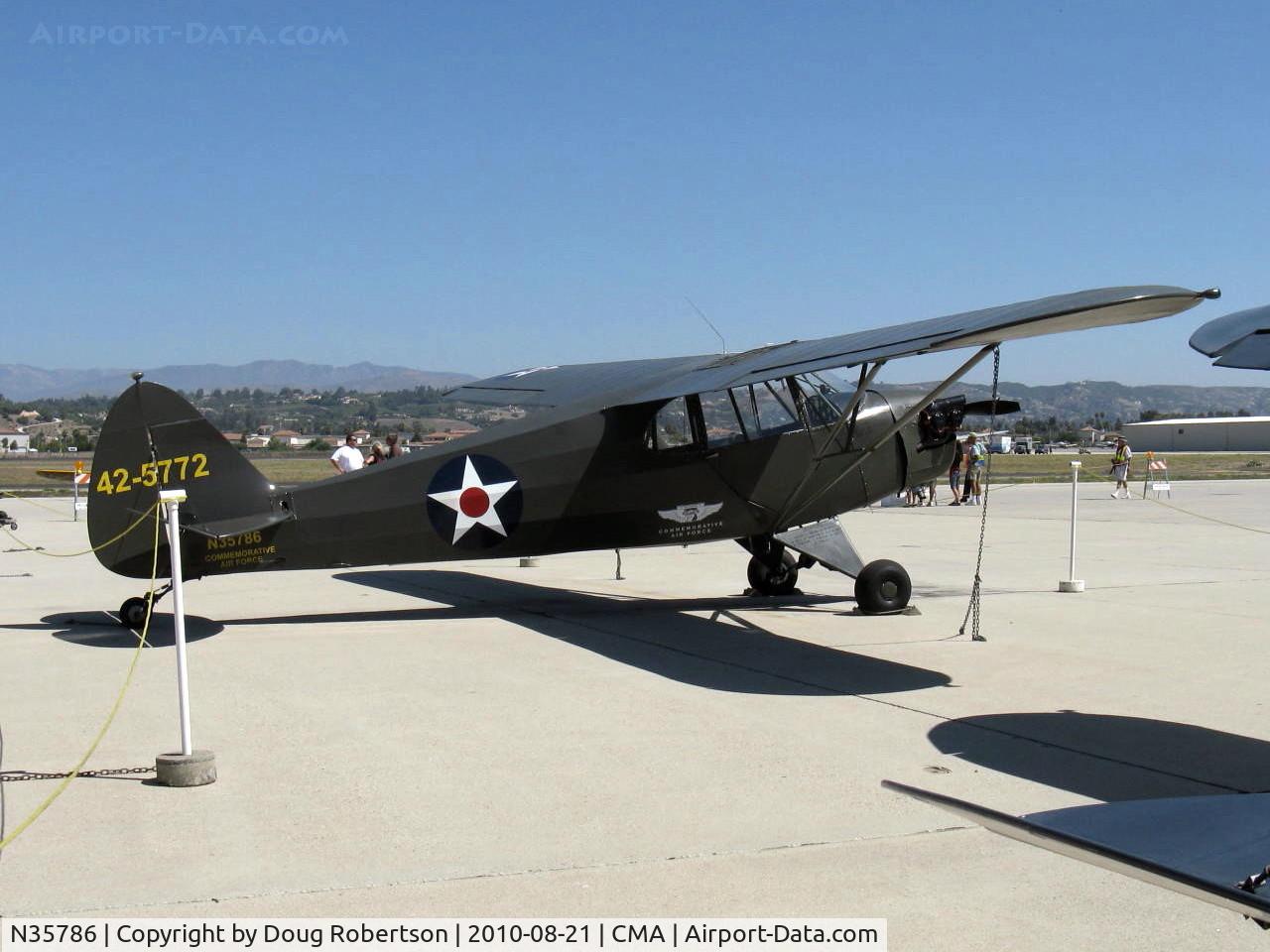 N35786, 1941 Piper J5A Cub Cruiser C/N 5-772, 1941 Piper J5A CUB CRUISER as L-4A GRASSHOPPER, Cont A&C75 75 Hp, impressed from civil source