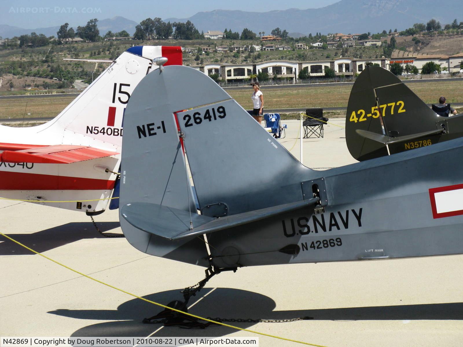 N42869, 1945 Piper J3C-65 Cub Cub C/N 15196, 1945 Piper J3C-65 CUB as Navy NE-1, Continental A&C65 65 Hp, tail