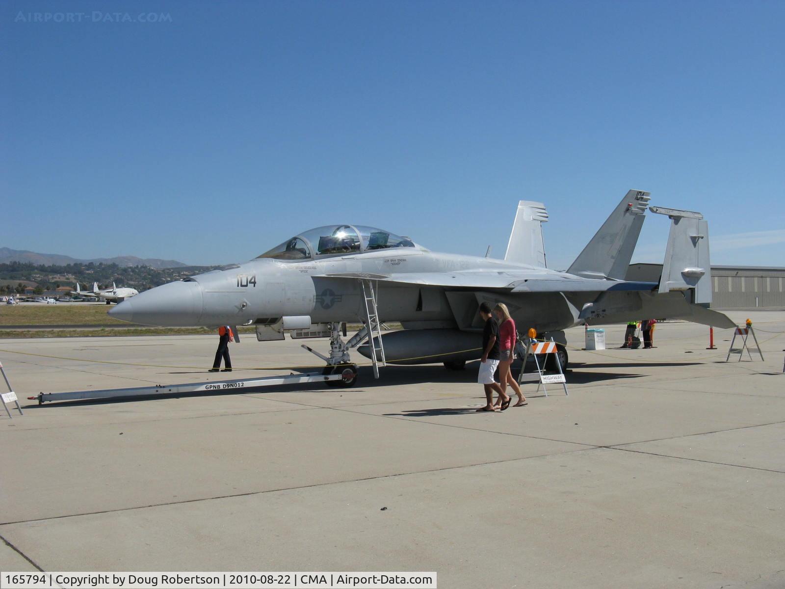 165794, Boeing F/A-18F Super Hornet C/N 1521/F020, Boeing F/A-18F SUPER HORNET, two GE F414-GE-400 Turbofans 14,000 lb t each, 22,000 lb t each with afterburning, wings folded