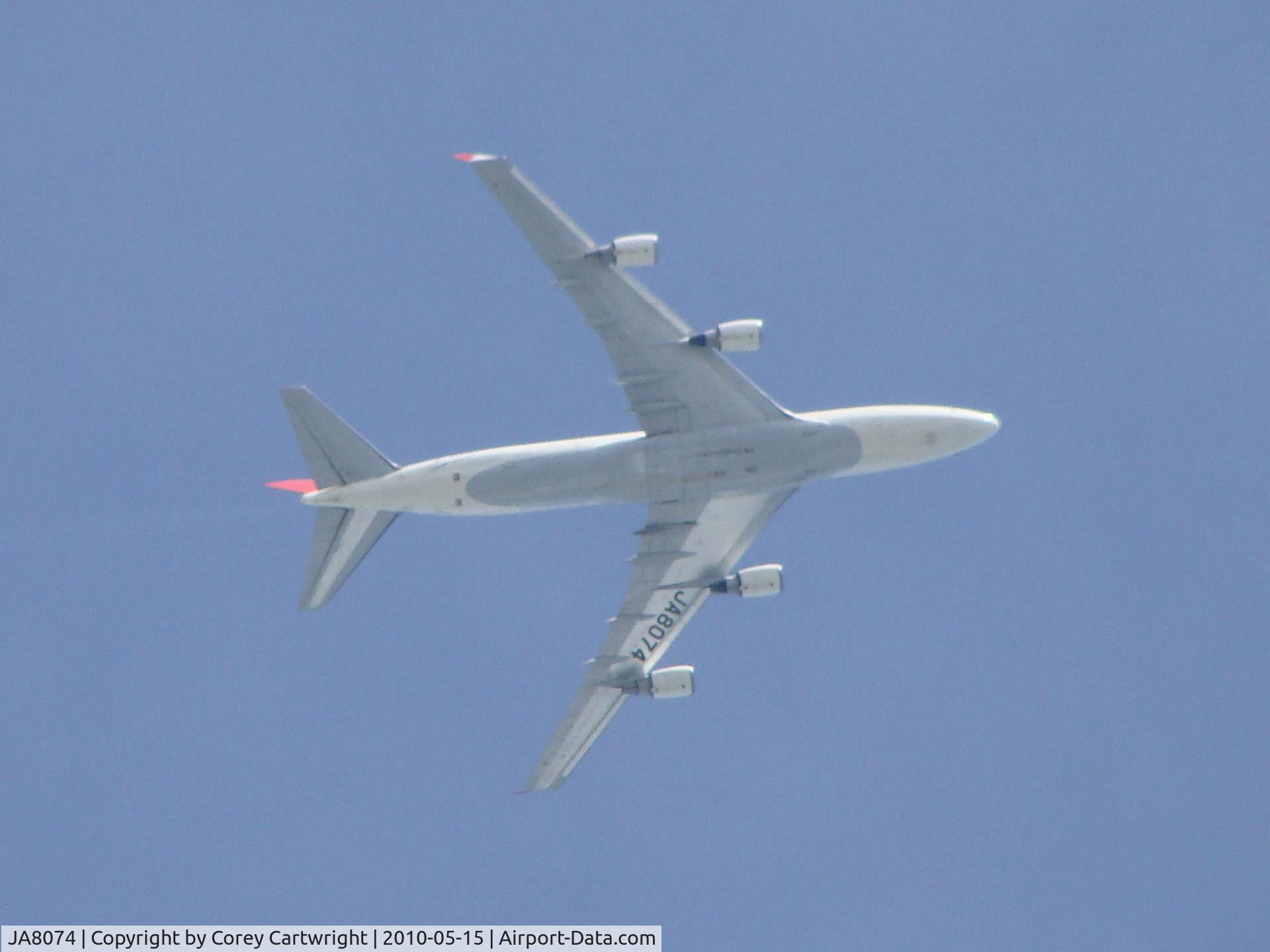 JA8074, 1990 Boeing 747-446 C/N 24426, Flying Over Vancouver Island Canada being escorted by 2 fighter jets May 15 2010