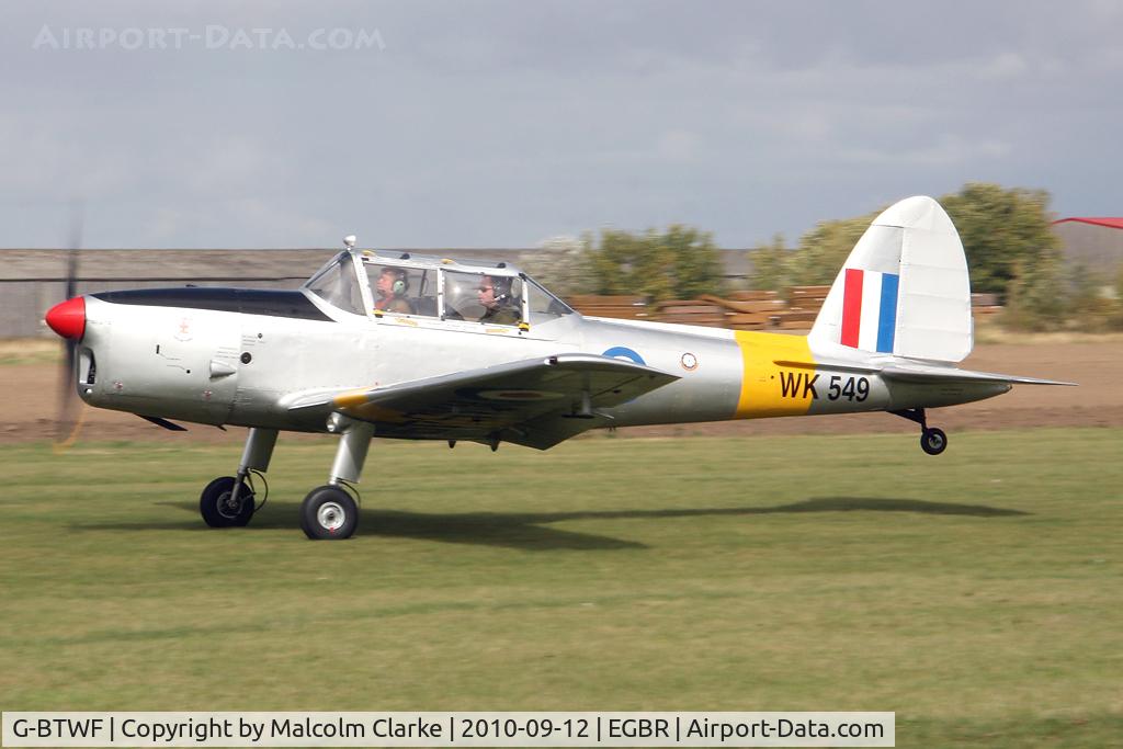 G-BTWF, 1951 De Havilland DHC-1 Chipmunk T.10 C/N C1/0564, De Havilland DHC-1 Chipmunk 22 taking off from Breighton Airfield during the September 2010 Helicopter Fly-In.