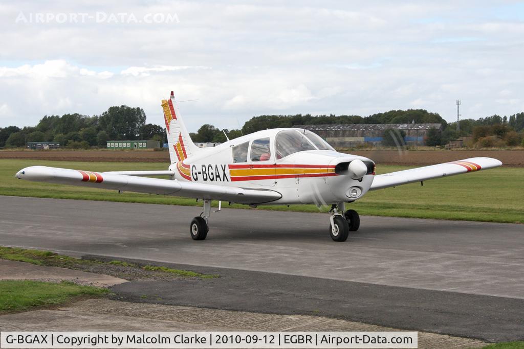 G-BGAX, 1973 Piper PA-28-140 Cherokee C/N 28-7325409, Piper PA-28-140 Cherokee at Breighton Airfield during the September 2010 Helicopter Fly-In.