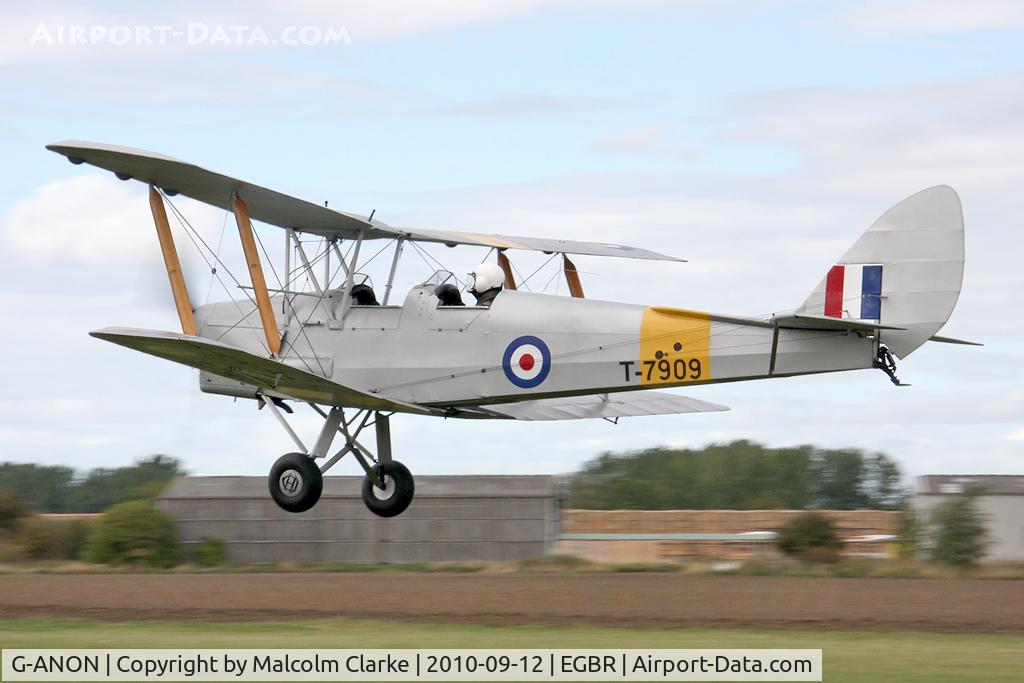 G-ANON, 1941 De Havilland DH-82A Tiger Moth II C/N 84270, De Havilland DH82A Tiger Moth at Breighton Airfield's Helicopter Fly-In in September 2010.