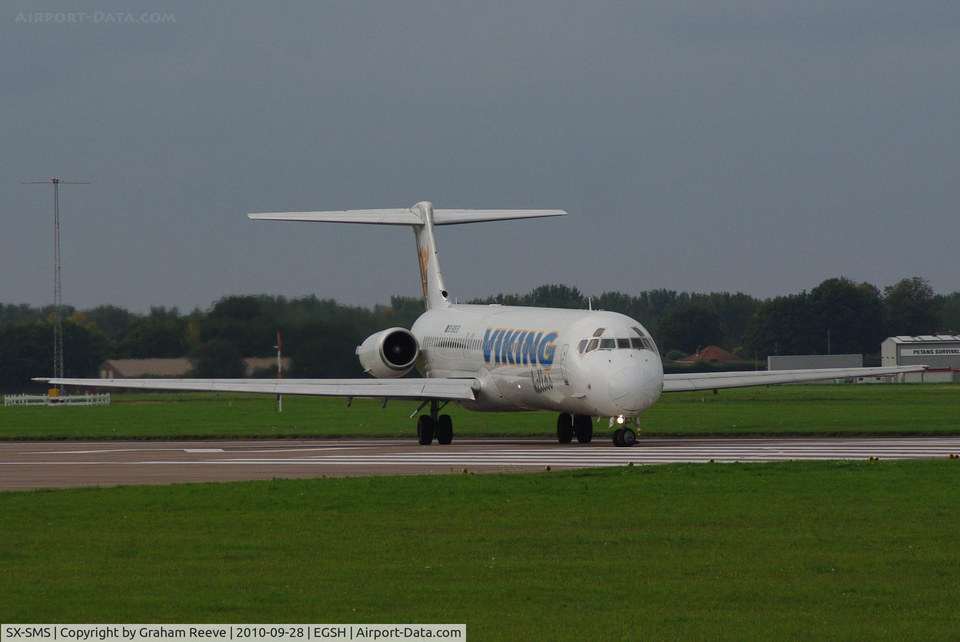 SX-SMS, 1989 McDonnell Douglas MD-83 (DC-9-83) C/N 49631, On the runway after landing.
