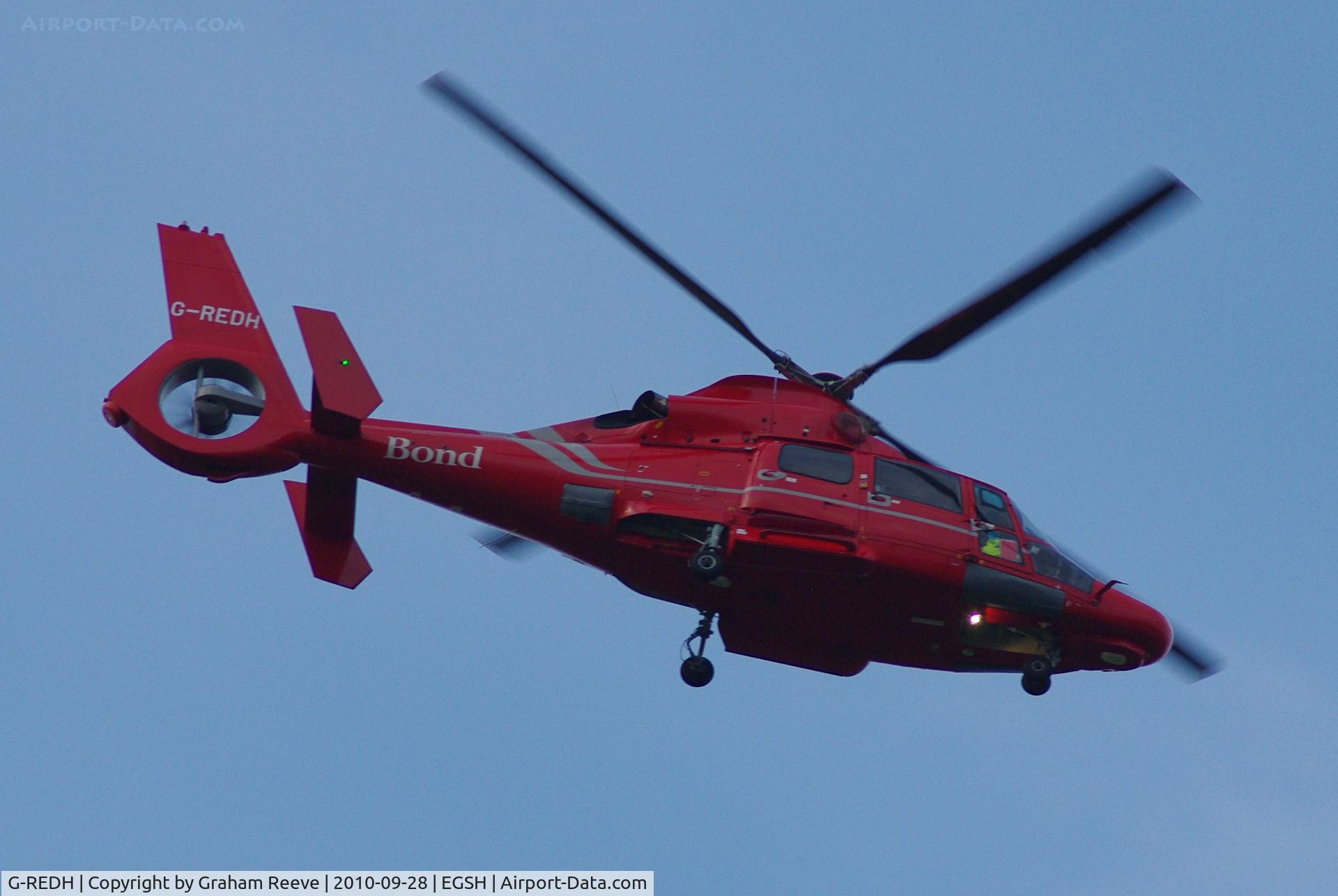 G-REDH, 2010 Eurocopter AS-365N-3 Dauphin 2 C/N 6911, Departing from Norwich.