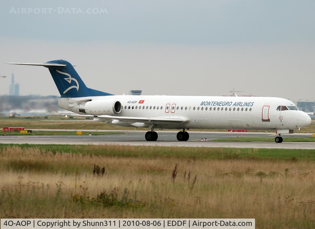 4O-AOP, 1991 Fokker 100 (F-28-0100) C/N 11332, Taking off rwy 18