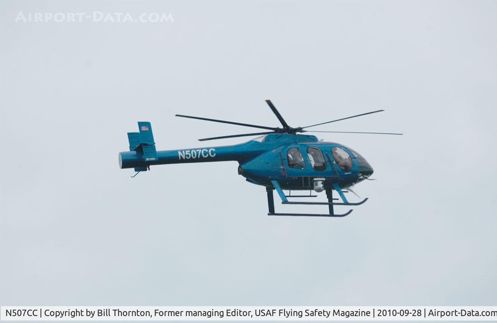 N507CC, McDonnell Douglas MD-600N C/N RN007, The crew of 7CC, an MD-600N, was spotted inspecting electrical power transmission lines in Ft. Walton Beach, Fla. Sep 28, 2010. (an f-stop 5.6 photo)