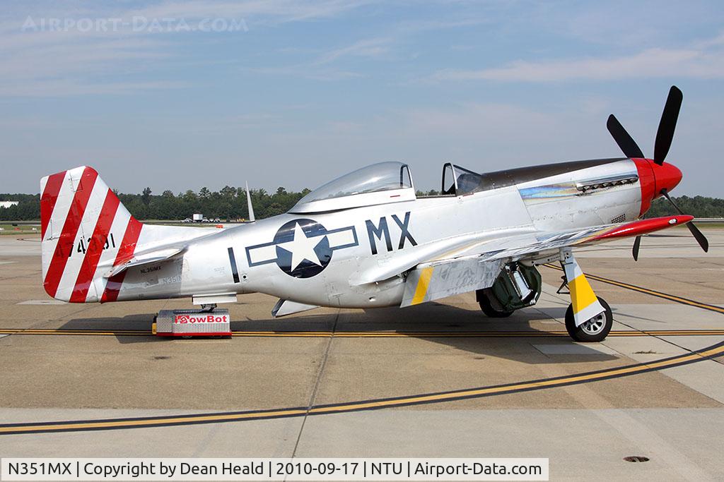 N351MX, 1944 North American P-51D Mustang C/N 122-40931 (44-74391), This D model Mustang is being propelled by the remotely-controlled TOWBOT attached to the tail wheel.