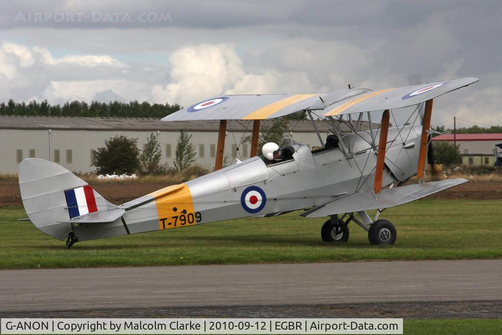 G-ANON, 1941 De Havilland DH-82A Tiger Moth II C/N 84270, De Havilland DH82A Tiger Moth at Breighton Airfield's Helicopter Fly-In in September 2010.