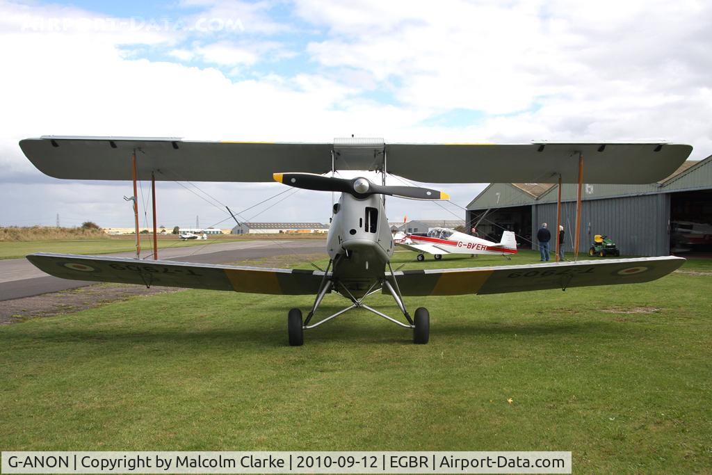 G-ANON, 1941 De Havilland DH-82A Tiger Moth II C/N 84270, De Havilland DH82A Tiger Moth at Breighton Airfield's Helicopter Fly-In in September 2010.