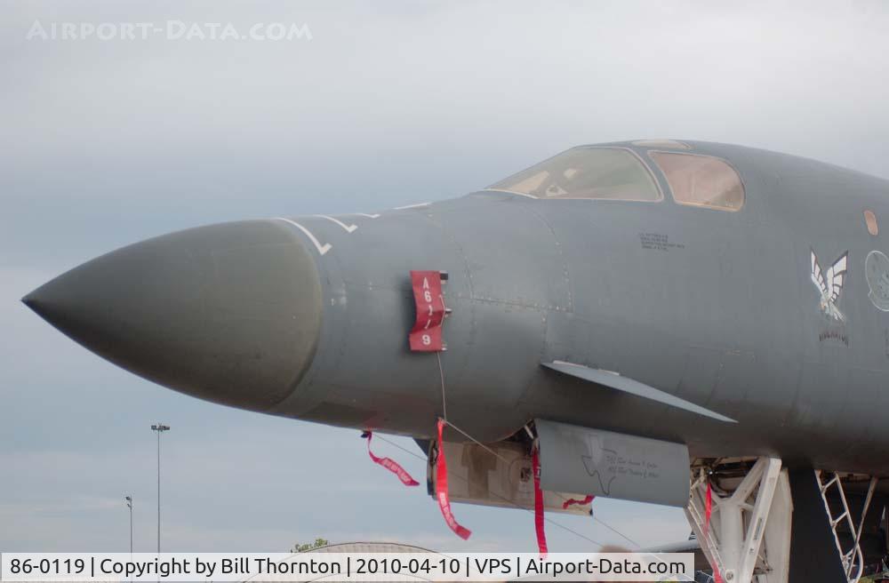 86-0119, 1986 Rockwell B-1B Lancer C/N 79,  A B-1B Lancer from Dyess AFB, Texas on display at the 2010 Eglin Air Show/Open House. (an f-stop 5.6 photograph)