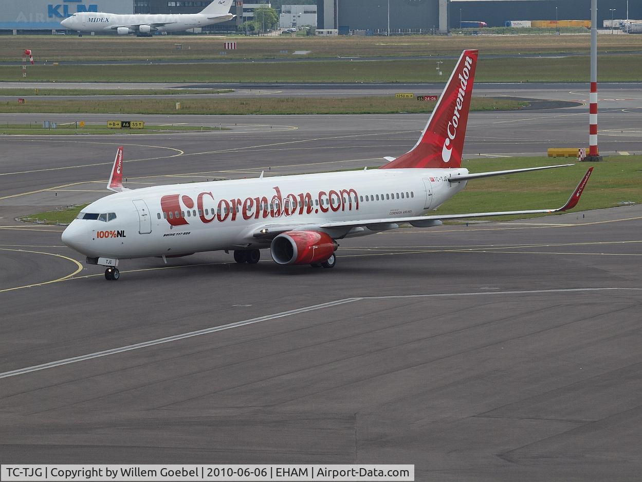 TC-TJG, 1999 Boeing 737-86J C/N 29120, Arrival on Amsterdam airport  and taxi to the gate