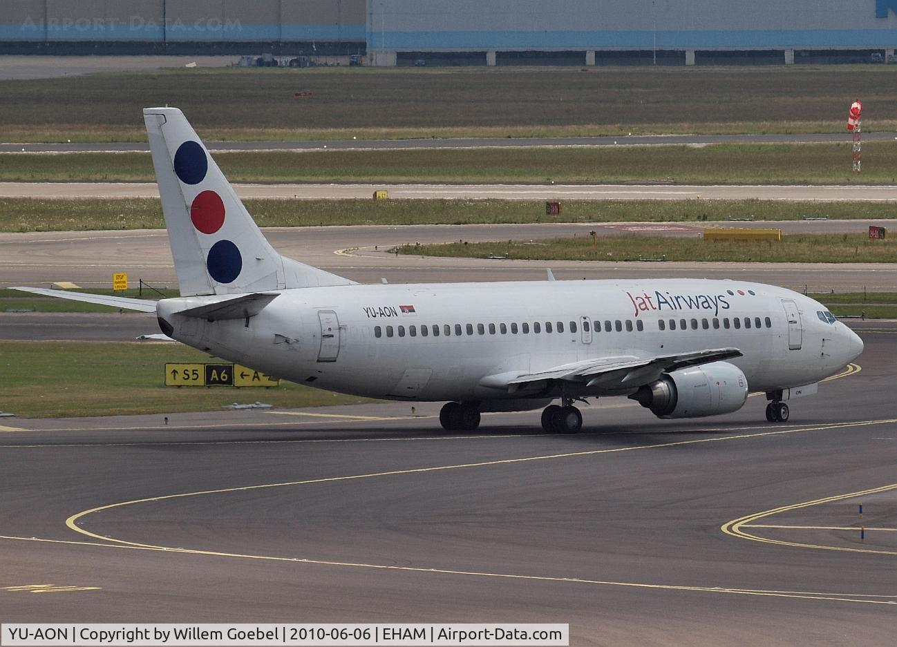 YU-AON, 1987 Boeing 737-3Q4 C/N 24208/1490, Taxi to the runway for take off.