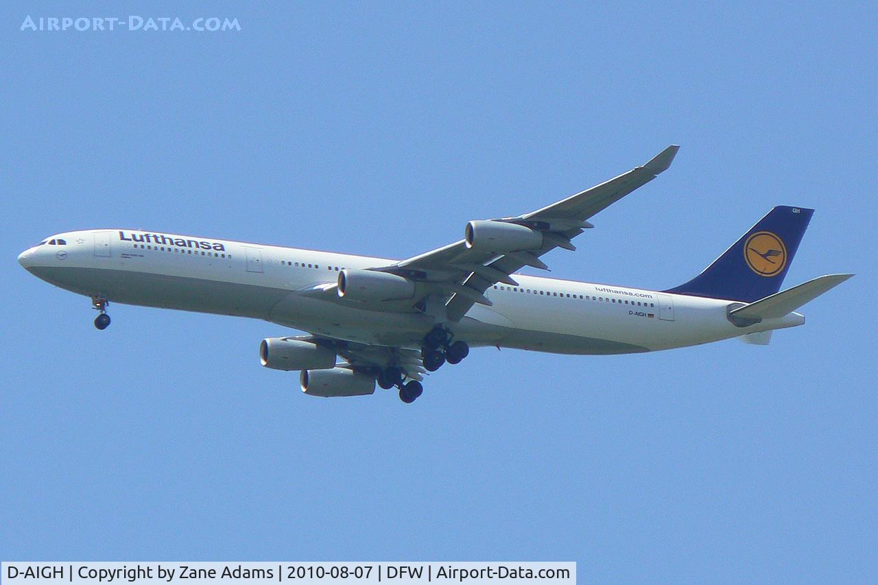 D-AIGH, 1994 Airbus A340-311 C/N 052, Landing at DFW Airport, Texas