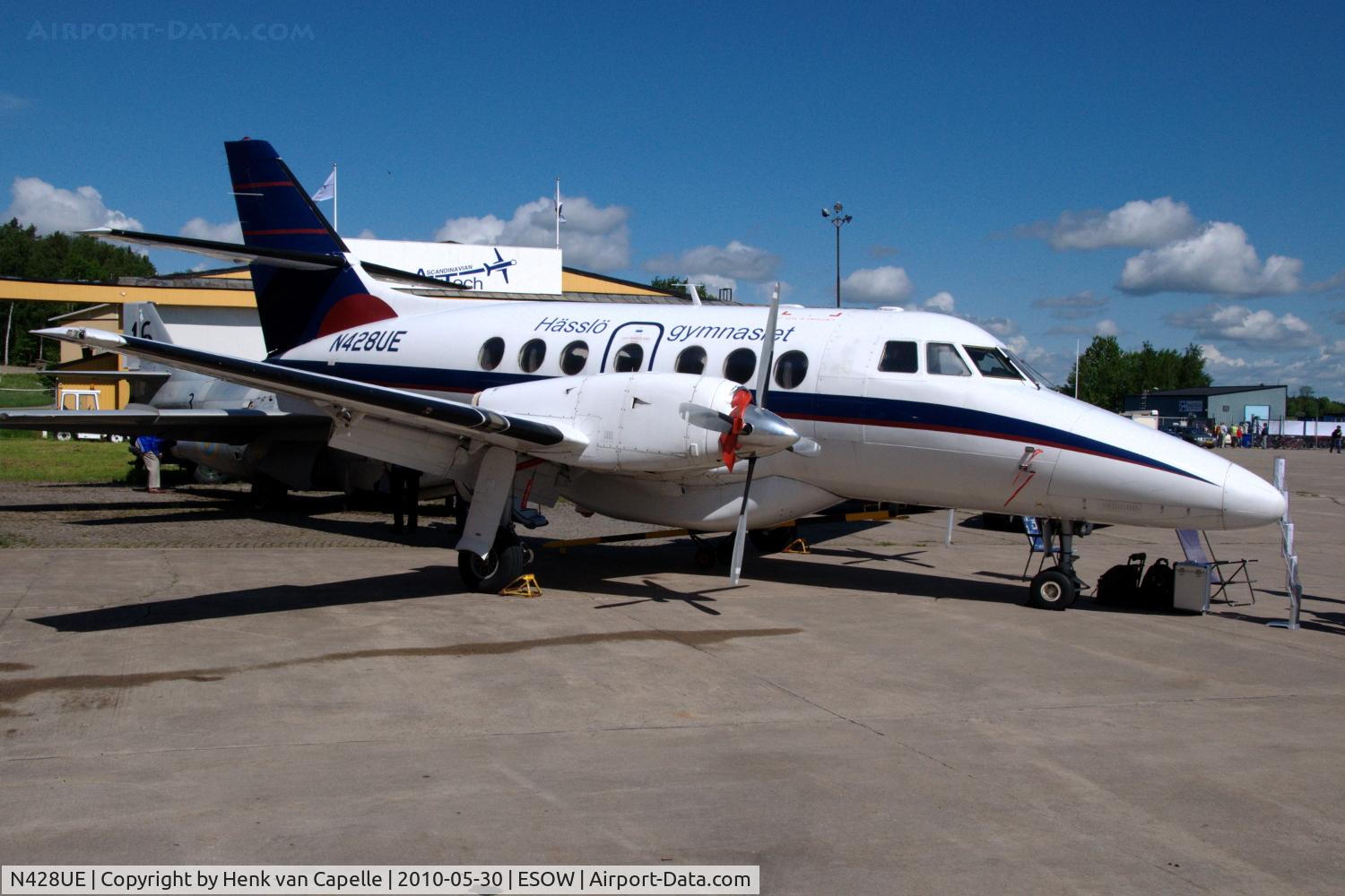 N428UE, 1988 British Aerospace Jetstream 3101 C/N 806, A JetStream of the local school for flight technicians on the apron of the museum at Västerås Hässlö airport, Sweden.