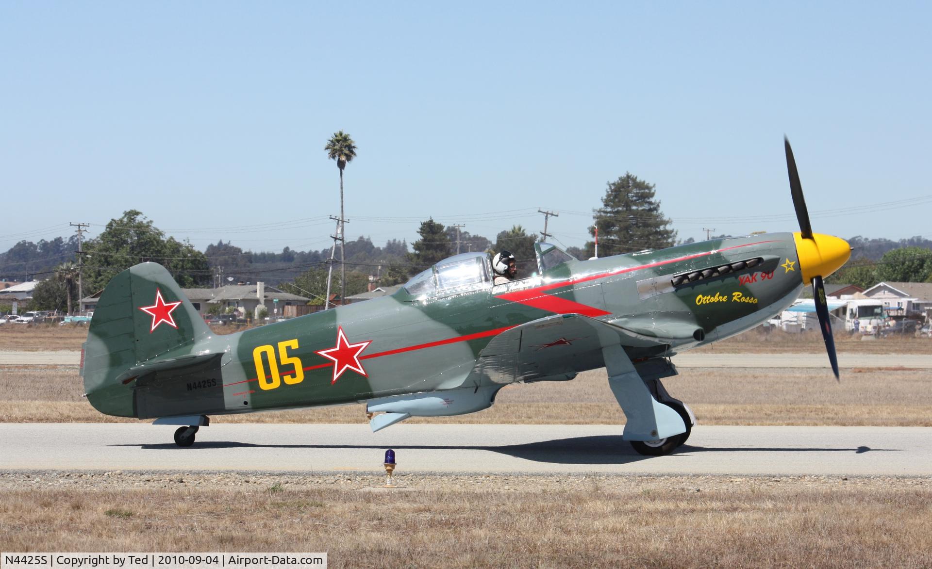 N4425S, 1997 Yakovlev Yak-9U-M C/N 0470405, Seen at the Watsonville Fly-in 2010.
