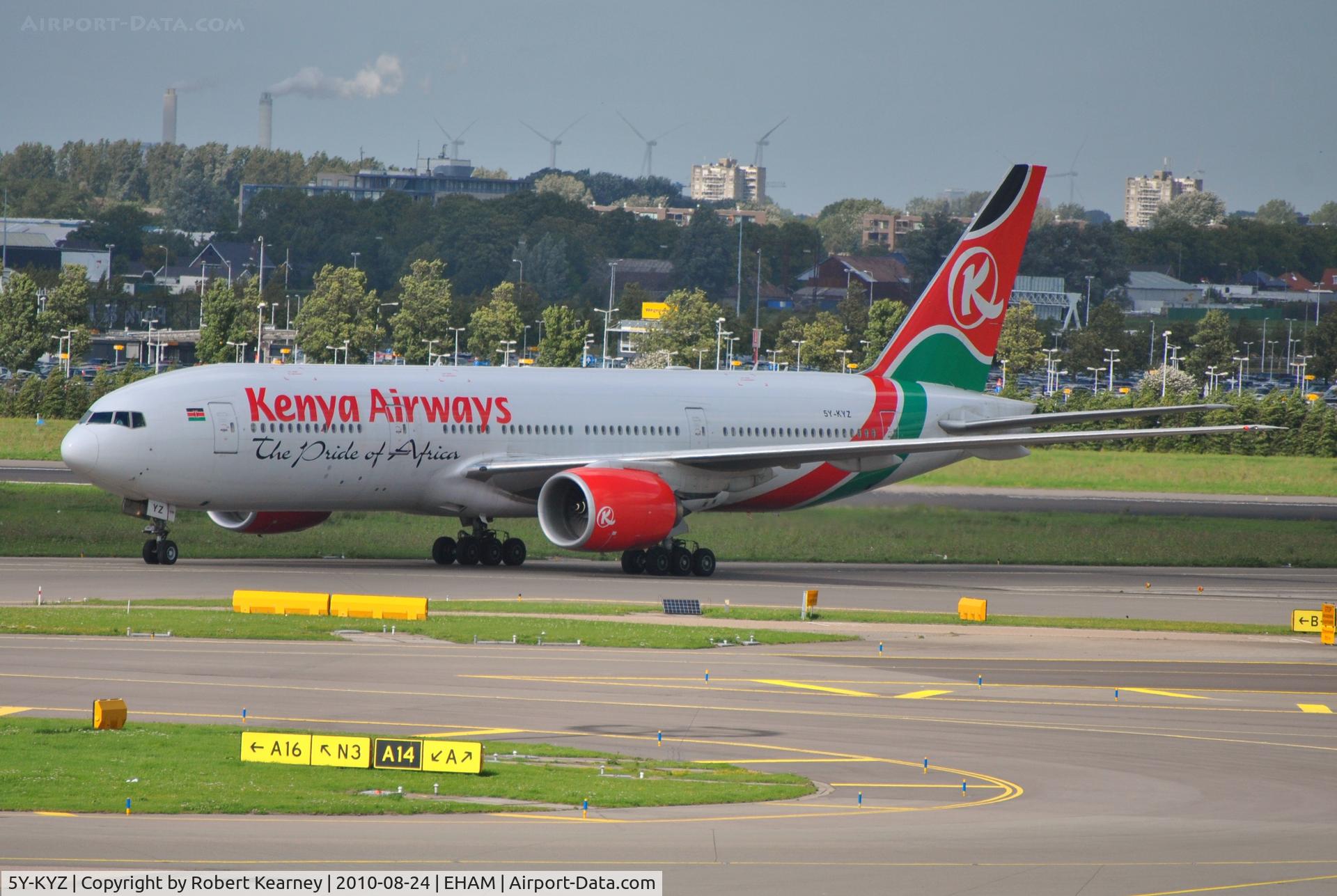 5Y-KYZ, 2007 Boeing 777-2U8ER C/N 36124, Kenya exiting the r/w