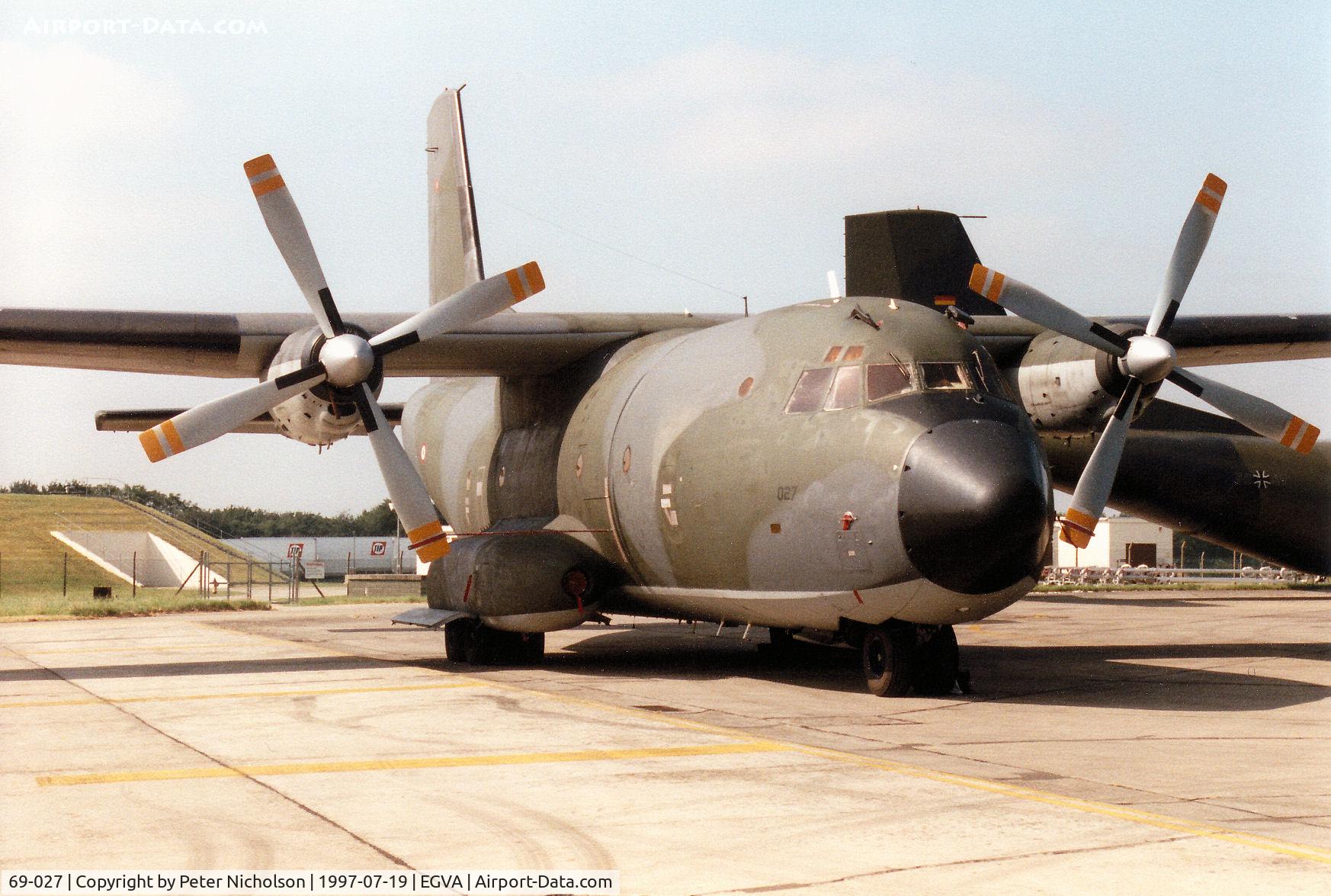 69-027, Transall C-160D C/N D27, C-160D Transall, callsign Turkish Air Force 027, of 221 Filo on display at the 1997 Intnl Air Tattoo at RAF Fairford.