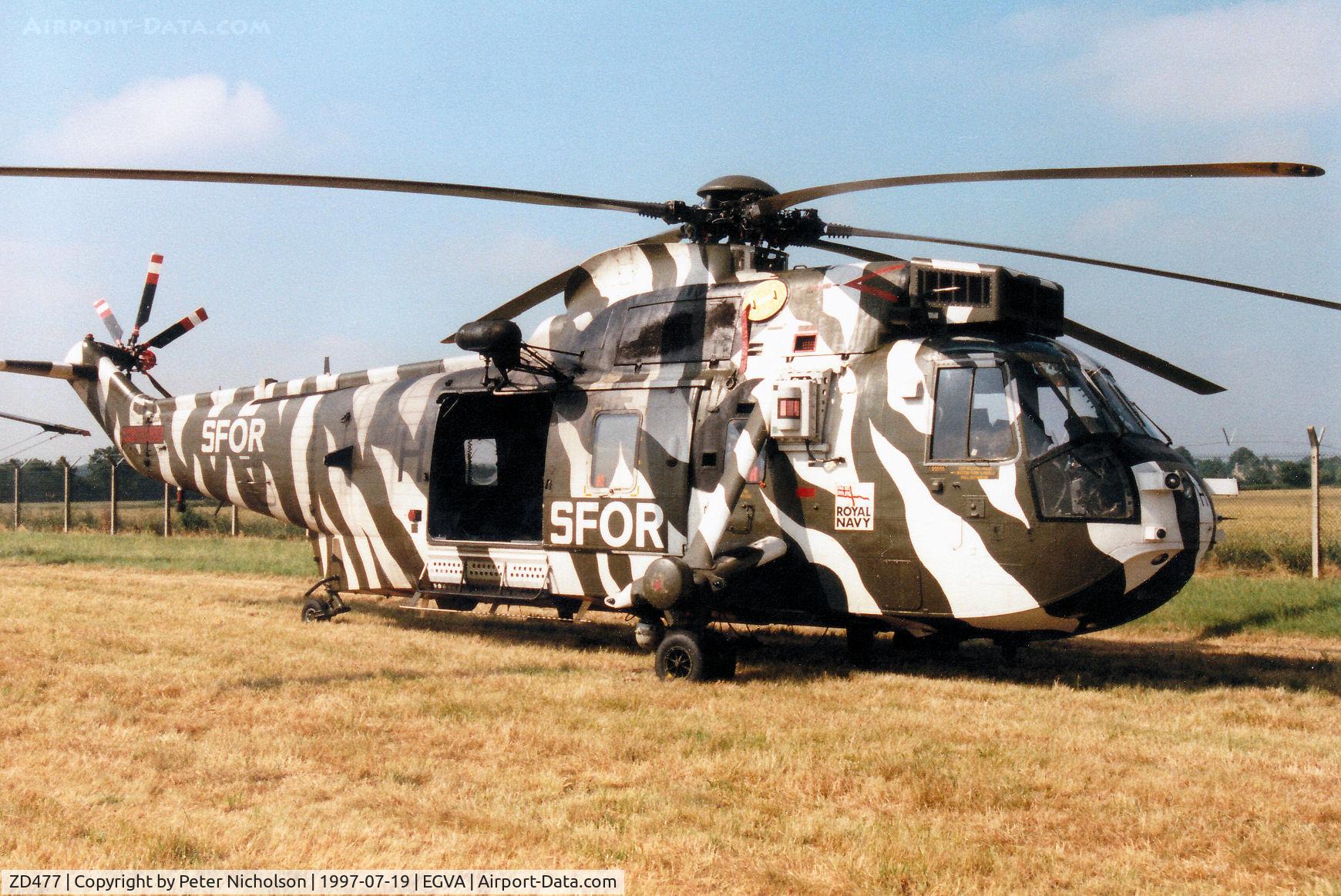 ZD477, 1984 Westland Sea King HC.4 C/N WA932, Sea King HC.4, callsign Navy Yankee Hotel, of 845 Squadron on display at the 1997 Intnl Air Tattoo at RAF Fairford.