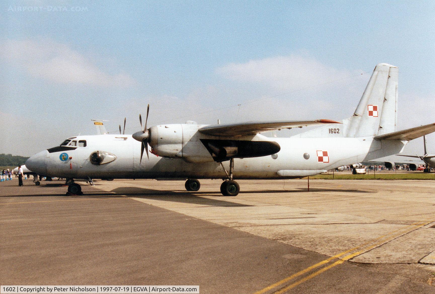 1602, 1973 Antonov An-26 C/N 7301602, An-26 Curl of 13 PLT Polish Air Force on displayat the 1997 Intnl Air Tattoo at RAF Fairford.