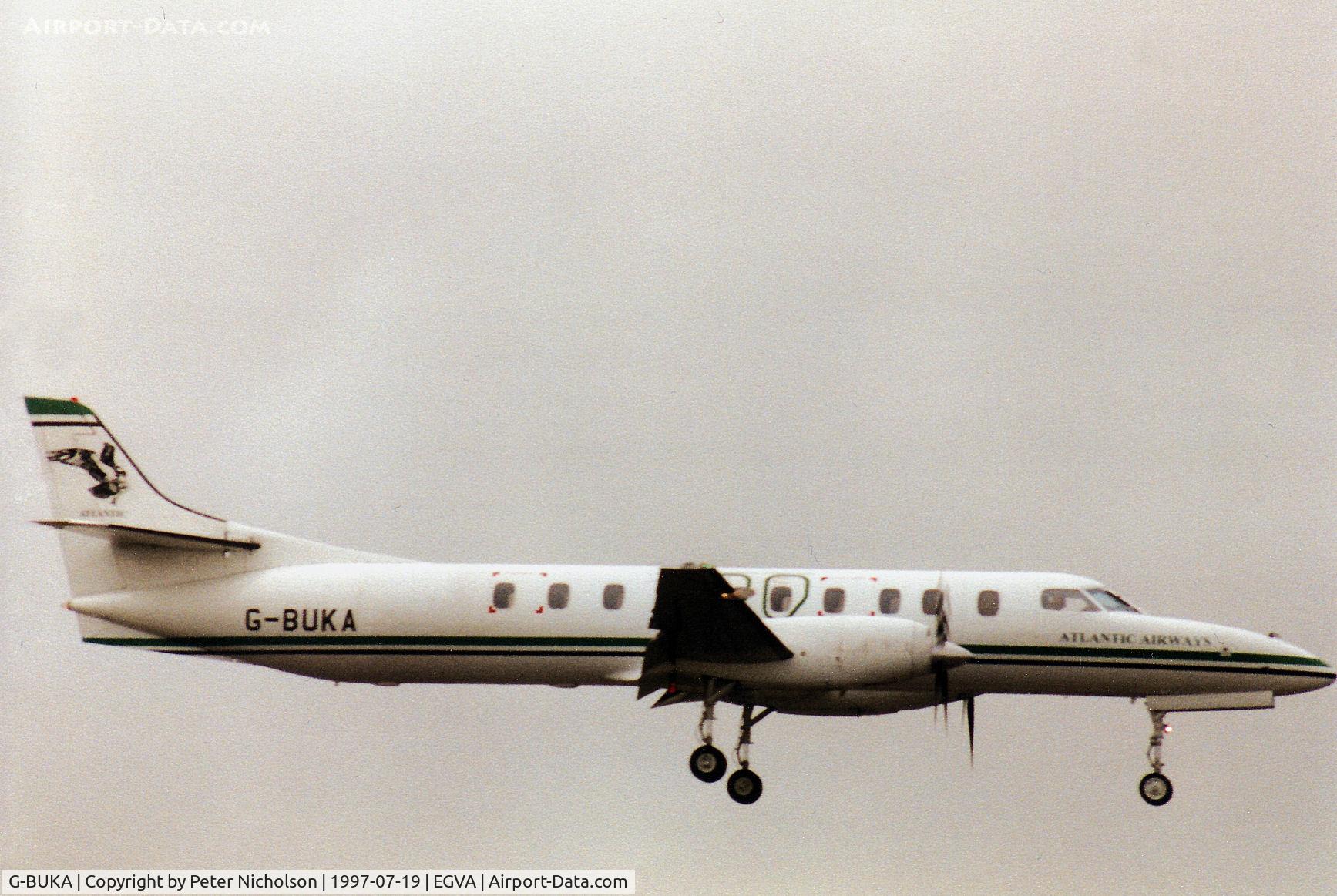G-BUKA, 1988 Fairchild SA-227AC Metro III C/N AC-706B, SA.227 of Atlantic Aviation landing at the 1997 Intnl Air Tattoo at RAF Fairford.