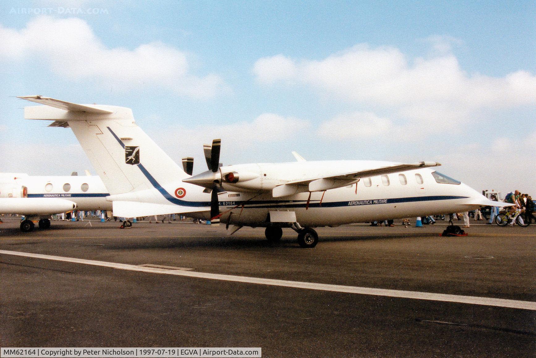 MM62164, Piaggio P-180AM Avanti C/N 1030, P-180AM Avanti, callsign India 2164, of the Italian Air Force RSV Flight Test Centre on display at the 1997 Intnl Air Tattoo at RAF Fairford.