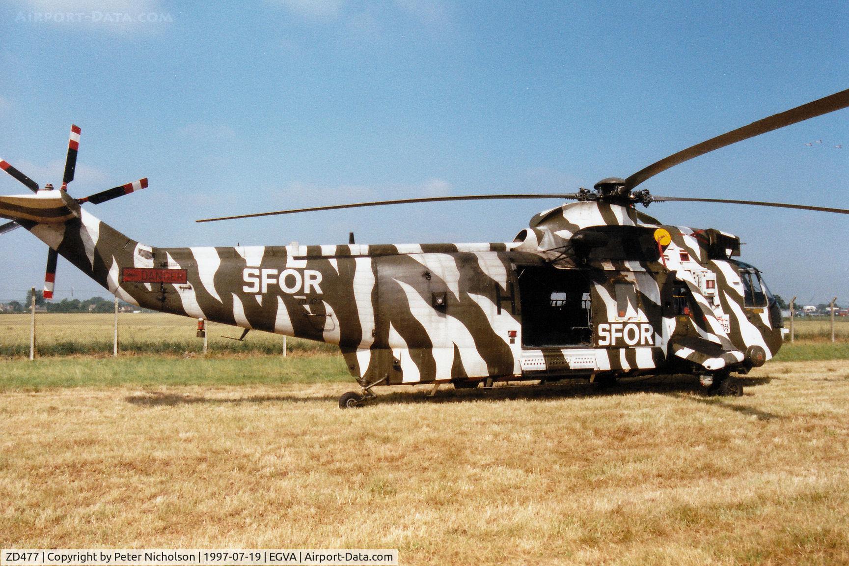 ZD477, 1984 Westland Sea King HC.4 C/N WA932, Sea King HC.4 of 845 Squadron at RNAS Yeovilton on display at the 1997 Intnl Air Tattoo at RAF Fairford.
