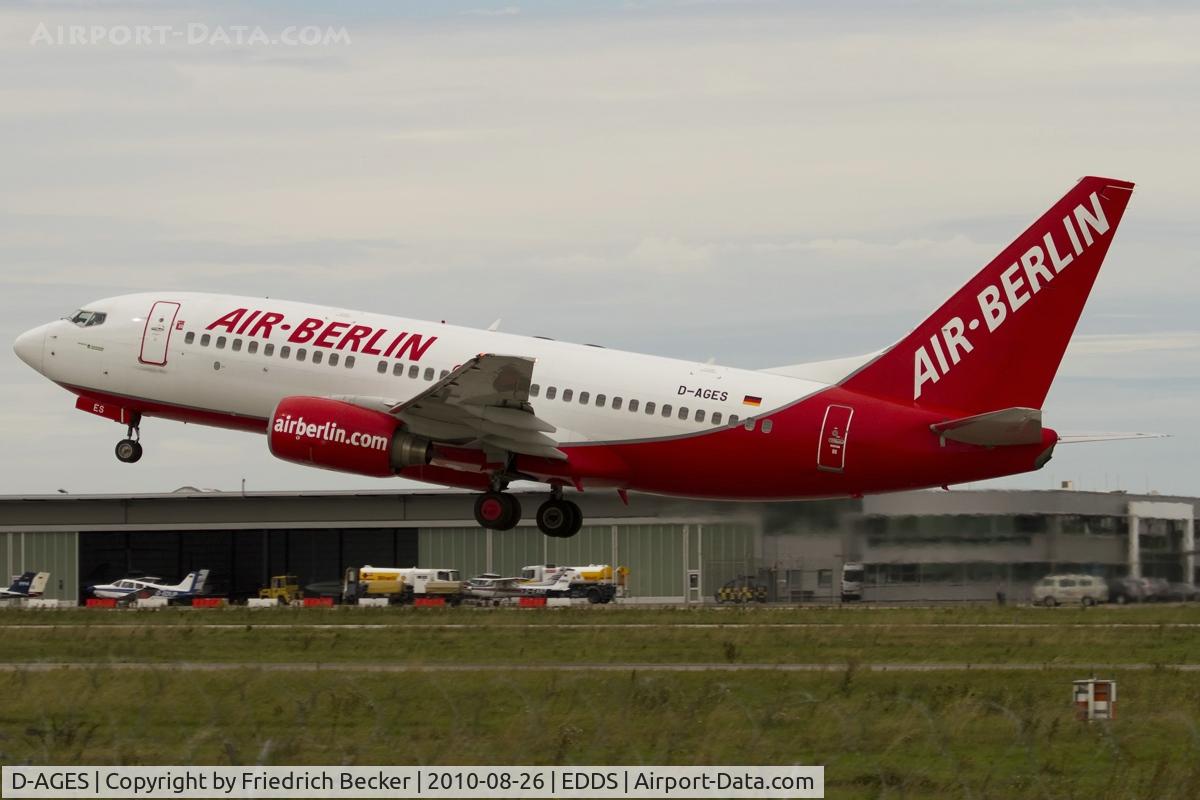 D-AGES, 1998 Boeing 737-75B C/N 28108, departure from Stuttgart