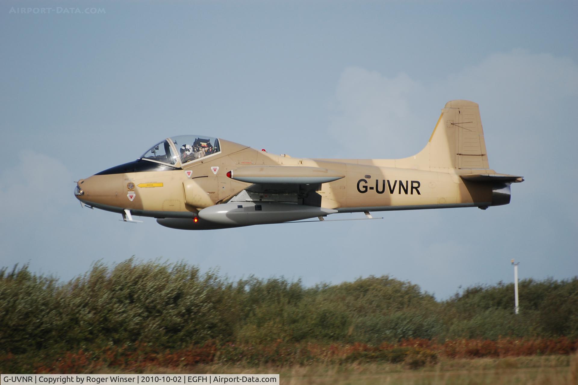 G-UVNR, 1971 BAC 167 Strikemaster Mk.87 C/N EEP/JP/2876, Resident Strikemaster (Viper 2) departing Swansea Airport.