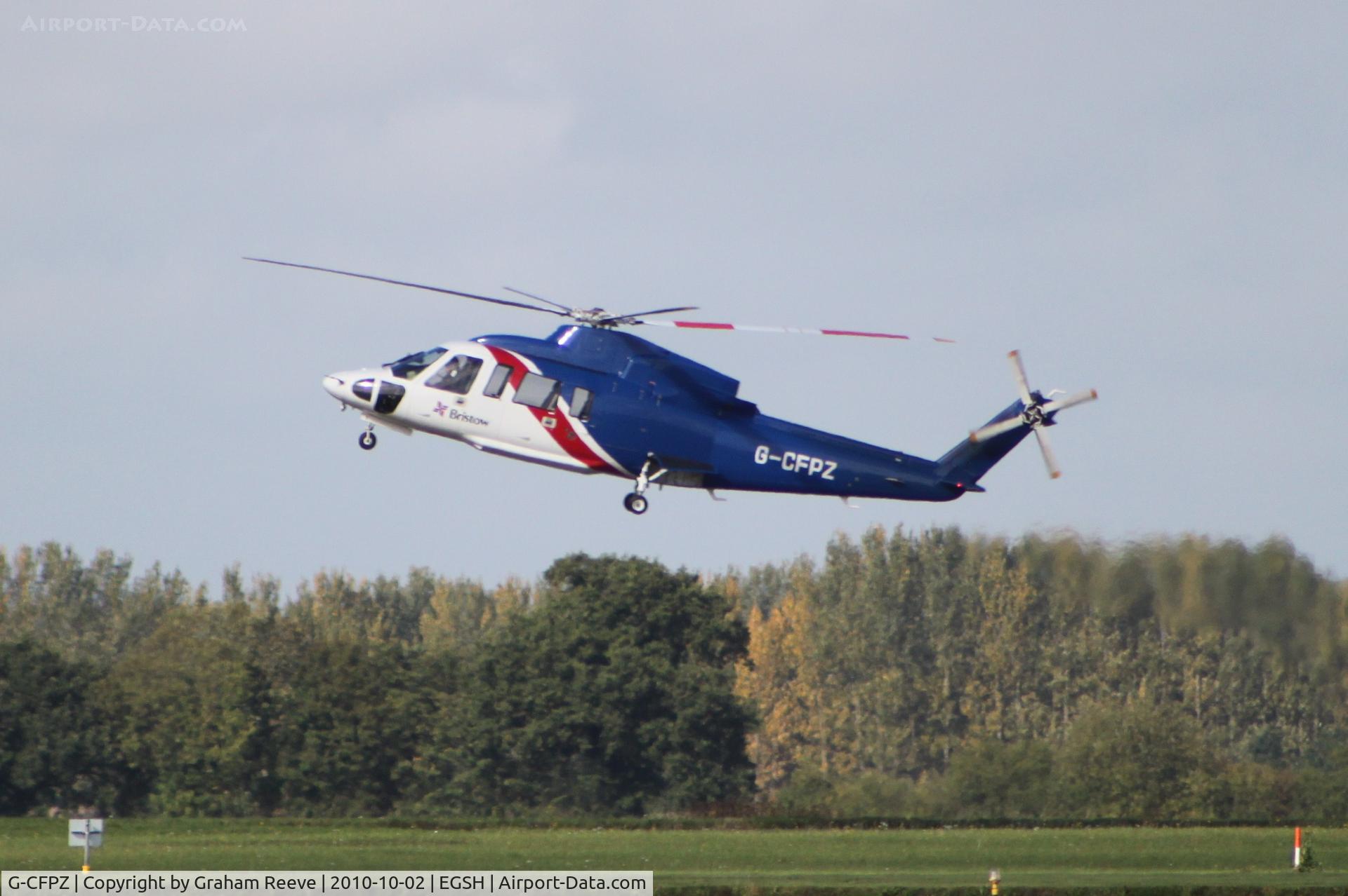 G-CFPZ, 2008 Sikorsky S-76C C/N 760744, About to touch down.