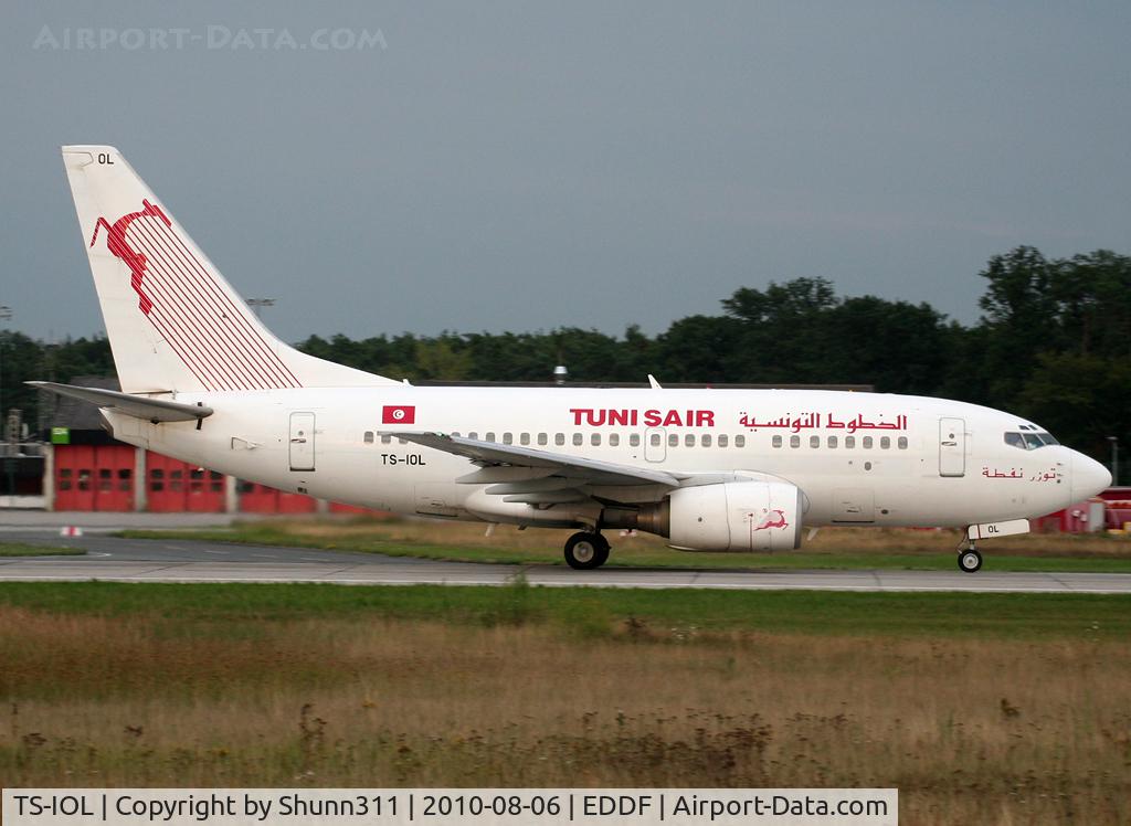 TS-IOL, 1999 Boeing 737-6H3 C/N 29497, Taking off rwy 18