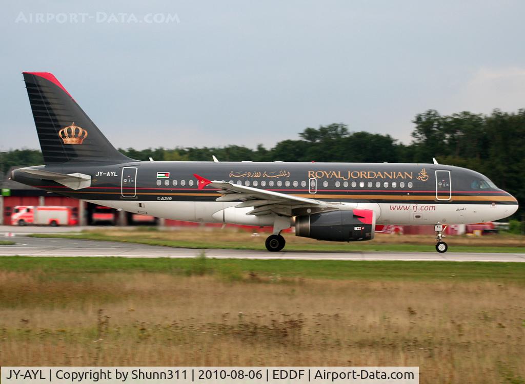 JY-AYL, 2008 Airbus A319-132 C/N 3428, Taking off rwy 18
