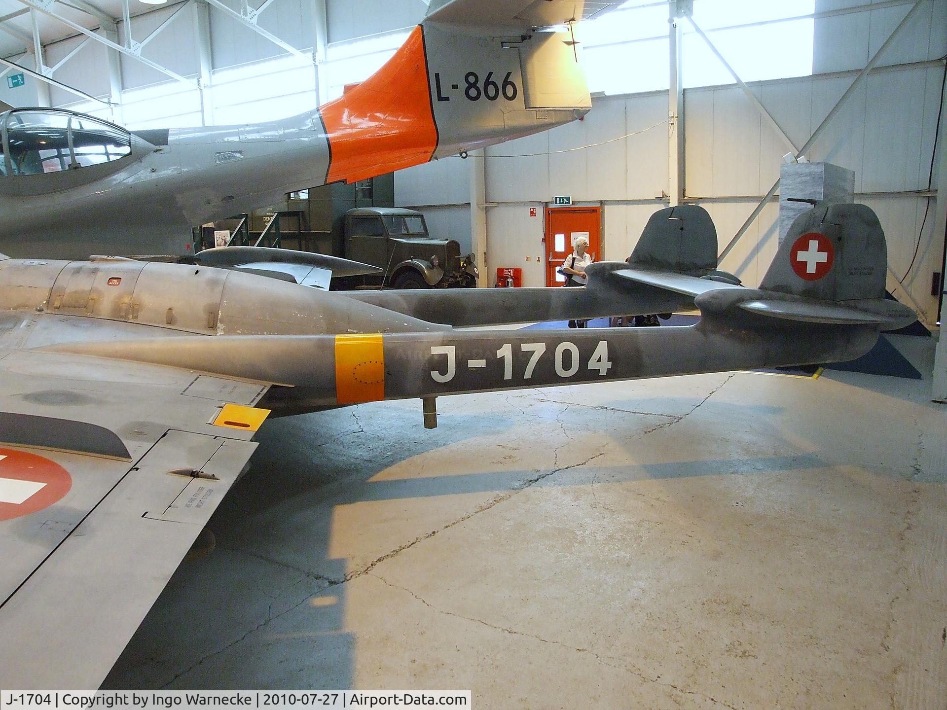 J-1704, 1956 De Havilland (F+W Emmen) DH-112 Venom FB.54 C/N 874, De Havilland (F+W Emmen) D.H.112 Venom FB54 at the RAF Museum, Cosford