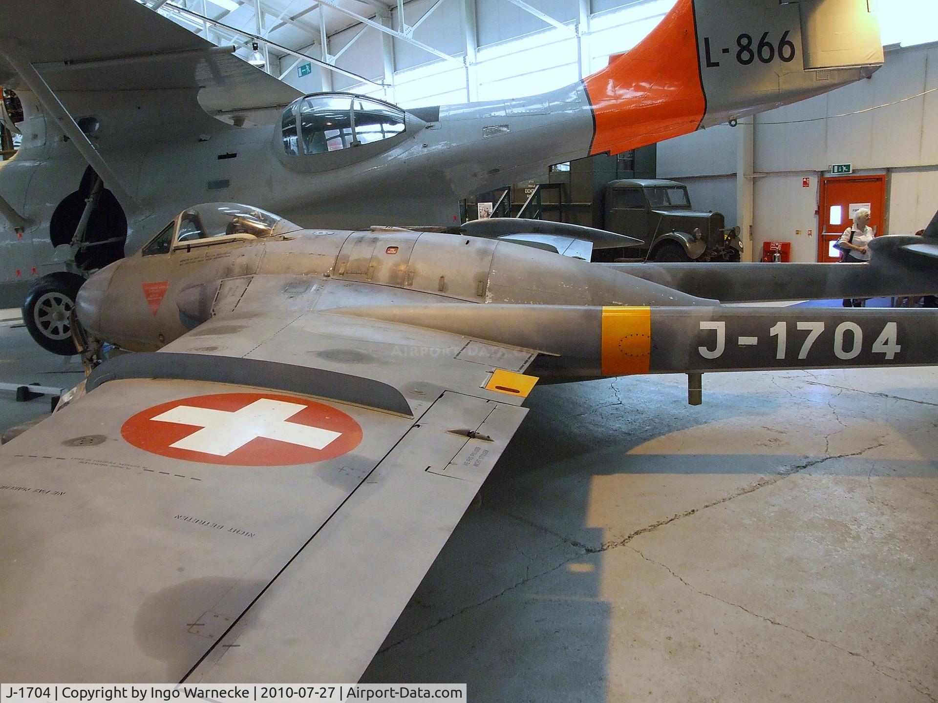 J-1704, 1956 De Havilland (F+W Emmen) DH-112 Venom FB.54 C/N 874, De Havilland (F+W Emmen) D.H.112 Venom FB54 at the RAF Museum, Cosford