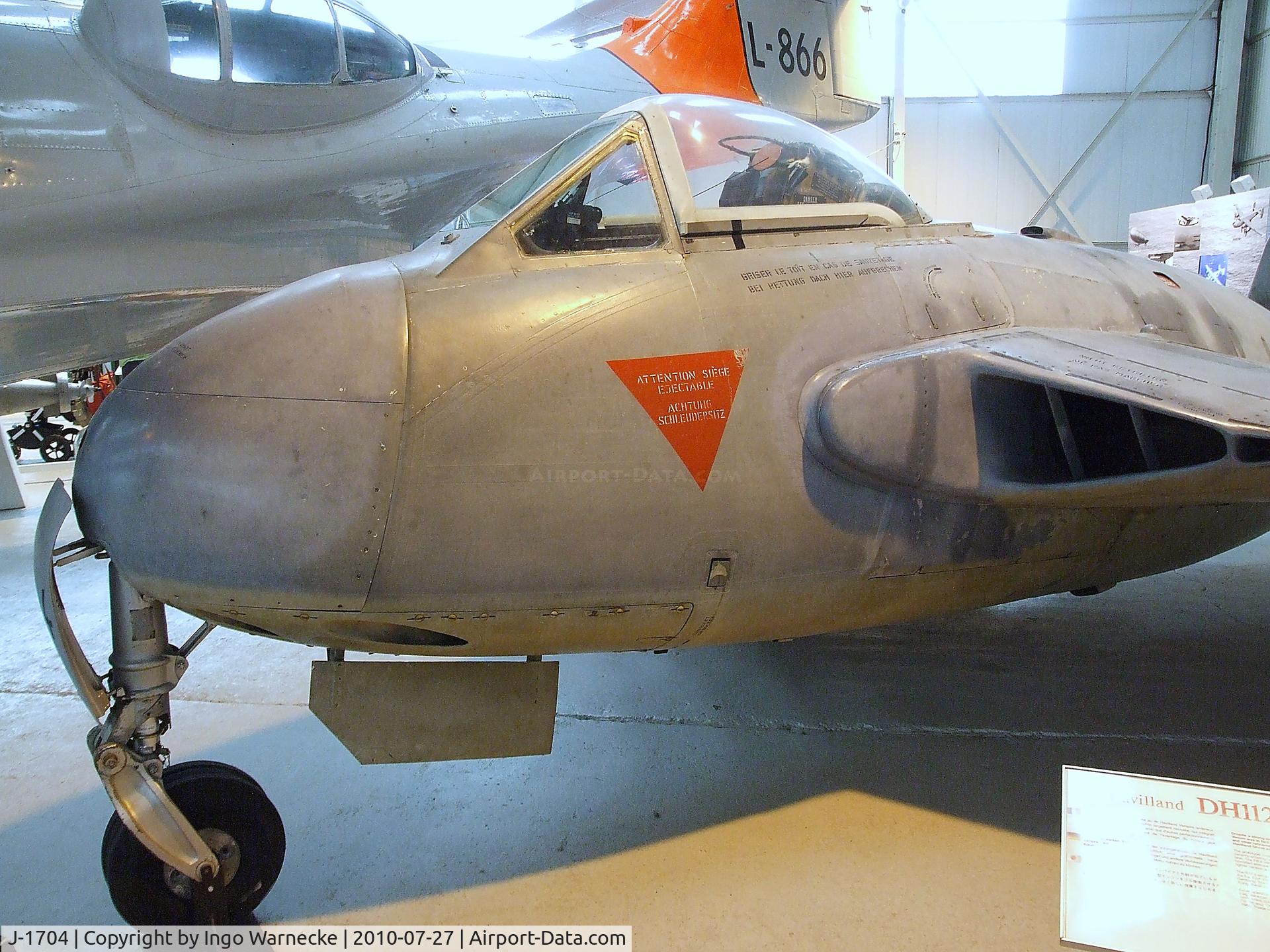 J-1704, 1956 De Havilland (F+W Emmen) DH-112 Venom FB.54 C/N 874, De Havilland (F+W Emmen) D.H.112 Venom FB54 at the RAF Museum, Cosford