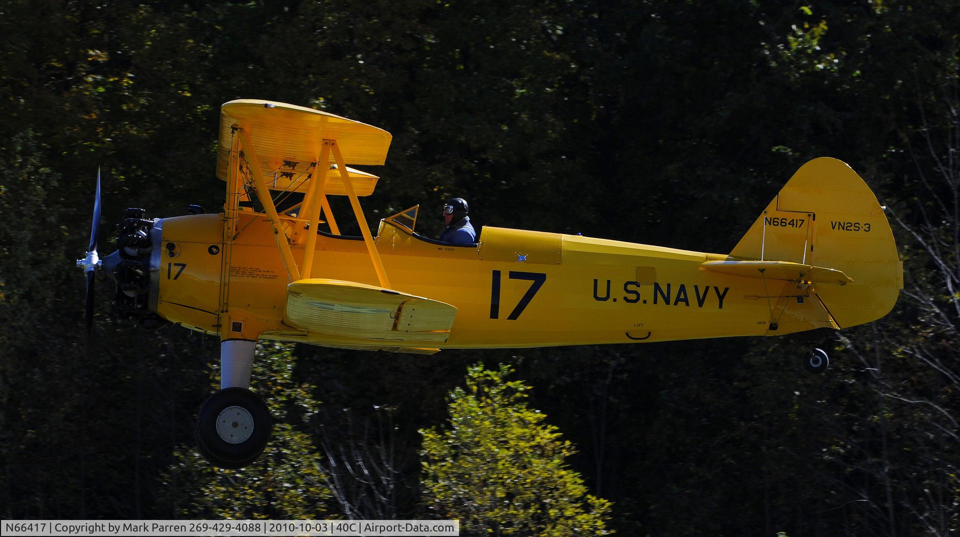 N66417, 1942 Boeing B75N1 C/N 75-6826, WW-II WARBIRD FLY-IN AT Watervliet Airport, Sunday October 3rd. Dozens of Famous WW-II T-6 Texans! With Stearman Bi-Planes and Other Exiting Aircraft. See Living History On A Grass Runway