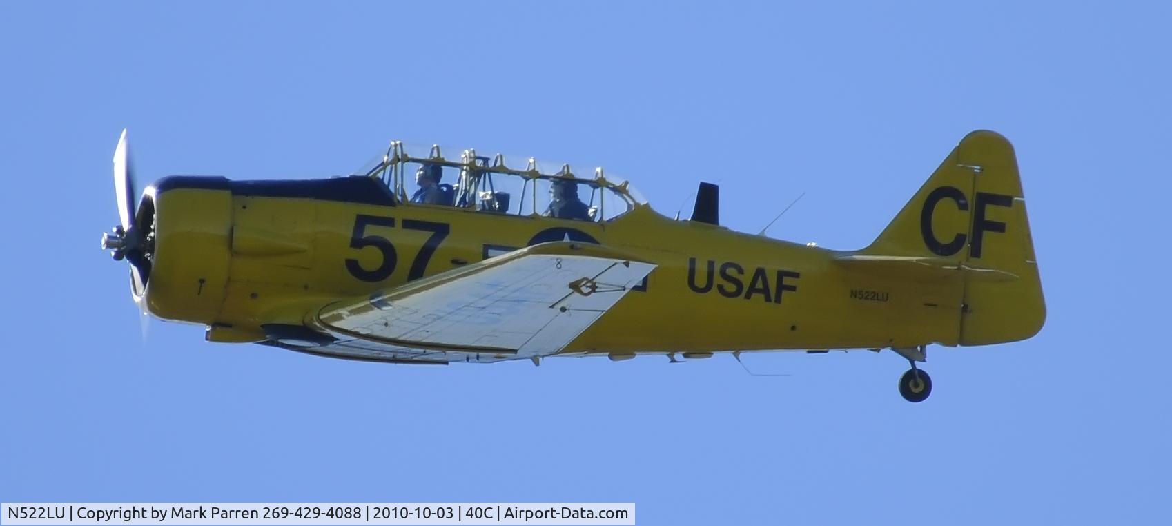 N522LU, 1951 North American AT-6G Texan C/N 7694, WW-II WARBIRD FLY-IN AT Watervliet Airport, Sunday October 3rd What: WW-II WARBIRD FLY-IN. Watervliet Airport, Sunday October 3rd. Dozens of Famous WW-II T-6 Texans! With Stearman Bi-Planes and Other Exiting Aircraft. See Living History On A Grass Runway