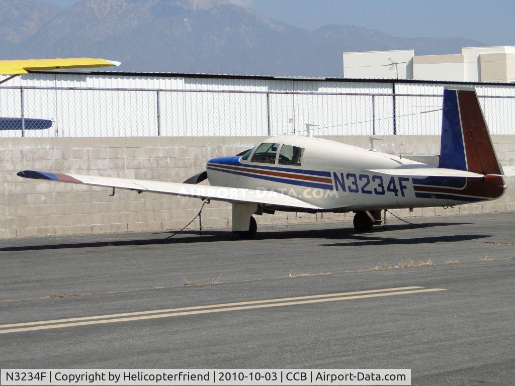 N3234F, 1967 Mooney M20E C/N 670027, Tied down and parked on the northside