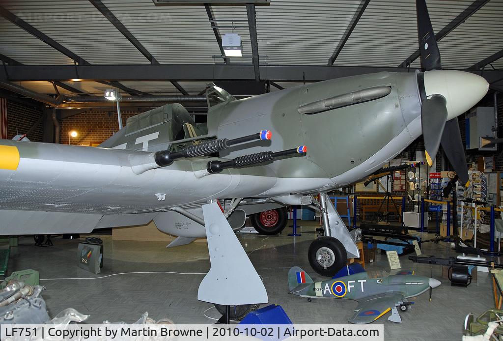 LF751, 1944 Hawker Hurricane IIC C/N Not found LF751, Displayed as BN230 OF 43 (FIGHTING COCKS) SQUADRON.
Built at Langley in 1944.
Photo taken in the Spitfire and Hurricane Memorial Museum at Manston.Kent, England.