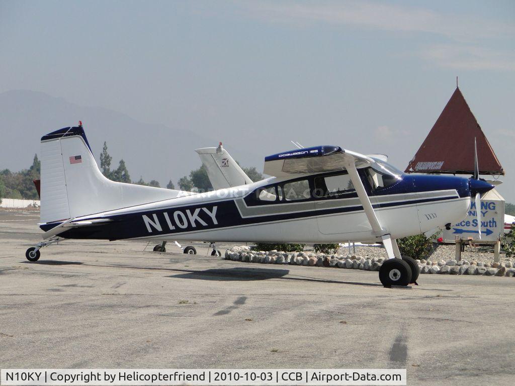 N10KY, 1971 Cessna A185E Skywagon 185 C/N 18501898, Parked by Maniac Mike's and wing tip states, 