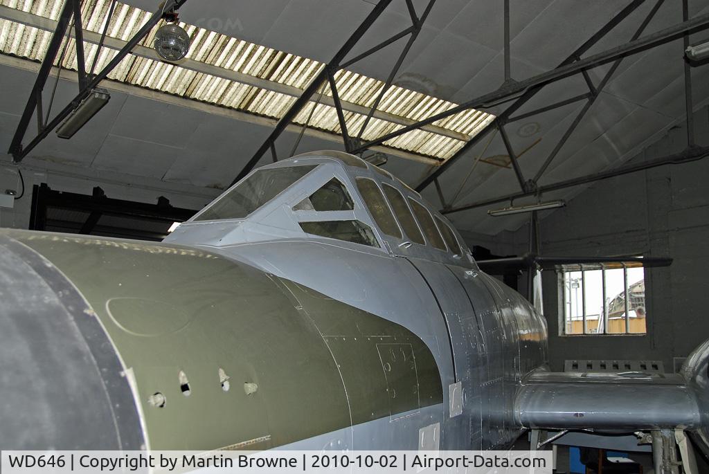 WD646, 1951 Gloster Meteor TT.20 C/N Not found WD646, VIEW FROM THE NOSE -ORIGINALY A NF11 NIGHT FIGHTER  - CONVERTED TO A TT.20 TARGET TUG.